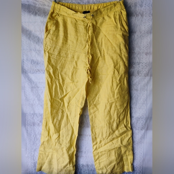 Vince Camuto Pants - Vince Camuto Yellow Wide Leg Linen Pants Sz S Beach Vibe